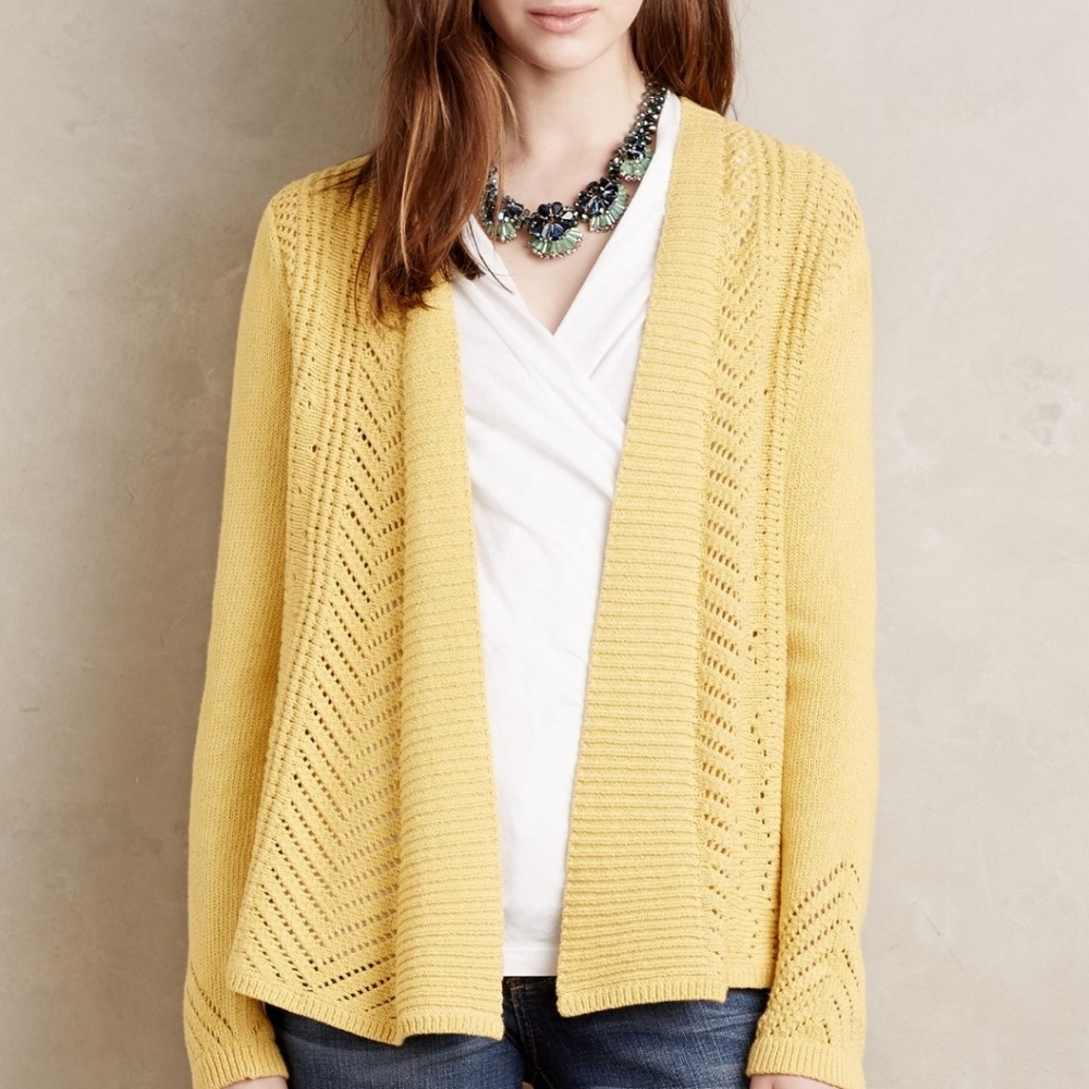 Anthropologie Rosie Neira yellow cardigan